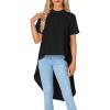 imageLYANER Womens Asymmetrical High Low Short Sleeve Mock Neck Flowy Blouse TopsBlack