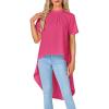 imageLYANER Womens Asymmetrical High Low Short Sleeve Mock Neck Flowy Blouse TopsRose