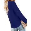 imageLYANER Womens Casual V Neck Long Sleeve Tie Front Knot Button Down Shirt Blouse TopDark Royal Blue