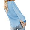 imageLYANER Womens Casual V Neck Long Sleeve Tie Front Knot Button Down Shirt Blouse TopLight Blue