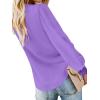 imageLYANER Womens Casual V Neck Long Sleeve Tie Front Knot Button Down Shirt Blouse TopPurple