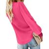 imageLYANER Womens Casual V Neck Long Sleeve Tie Front Knot Button Down Shirt Blouse TopRose