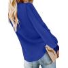 imageLYANER Womens Casual V Neck Long Sleeve Tie Front Knot Button Down Shirt Blouse TopRoyal Blue