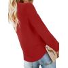 imageLYANER Womens Casual V Neck Long Sleeve Tie Front Knot Button Down Shirt Blouse TopSolid Red