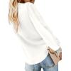 imageLYANER Womens Casual V Neck Long Sleeve Tie Front Knot Button Down Shirt Blouse TopSolid White