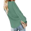 imageLYANER Womens Casual V Neck Long Sleeve Tie Front Knot Button Down Shirt Blouse TopTurquoise