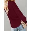 imageLYANER Womens Casual V Neck Long Sleeve Tie Front Knot Button Down Shirt Blouse TopWine Red