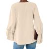 imageLYANER Womens Casual V Neck Tiered Ruffle Bell Long Sleeve Blouse Shirt Tunic TopApricot