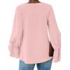 imageLYANER Womens Casual V Neck Tiered Ruffle Bell Long Sleeve Blouse Shirt Tunic TopBaby Pink