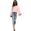 imageLYANER Womens Casual V Neck Tiered Ruffle Bell Long Sleeve Blouse Shirt Tunic TopBaby Pink