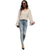 imageLYANER Womens Casual V Neck Tiered Ruffle Bell Long Sleeve Blouse Shirt Tunic TopBeige