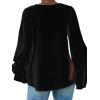 imageLYANER Womens Casual V Neck Tiered Ruffle Bell Long Sleeve Blouse Shirt Tunic TopBlack