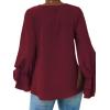 imageLYANER Womens Casual V Neck Tiered Ruffle Bell Long Sleeve Blouse Shirt Tunic TopBurgundy