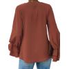 imageLYANER Womens Casual V Neck Tiered Ruffle Bell Long Sleeve Blouse Shirt Tunic TopBurn Orange