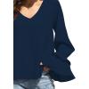 imageLYANER Womens Casual V Neck Tiered Ruffle Bell Long Sleeve Blouse Shirt Tunic TopDeep Blue