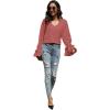 imageLYANER Womens Casual V Neck Tiered Ruffle Bell Long Sleeve Blouse Shirt Tunic TopDusty Pink