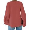 imageLYANER Womens Casual V Neck Tiered Ruffle Bell Long Sleeve Blouse Shirt Tunic TopDusty Pink