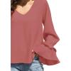 imageLYANER Womens Casual V Neck Tiered Ruffle Bell Long Sleeve Blouse Shirt Tunic TopDusty Pink