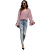 imageLYANER Womens Casual V Neck Tiered Ruffle Bell Long Sleeve Blouse Shirt Tunic TopDusty Purple