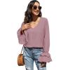 imageLYANER Womens Casual V Neck Tiered Ruffle Bell Long Sleeve Blouse Shirt Tunic TopDusty Purple