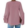 imageLYANER Womens Casual V Neck Tiered Ruffle Bell Long Sleeve Blouse Shirt Tunic TopDusty Purple