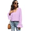 imageLYANER Womens Casual V Neck Tiered Ruffle Bell Long Sleeve Blouse Shirt Tunic TopLavender