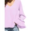 imageLYANER Womens Casual V Neck Tiered Ruffle Bell Long Sleeve Blouse Shirt Tunic TopLavender
