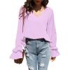 imageLYANER Womens Casual V Neck Tiered Ruffle Bell Long Sleeve Blouse Shirt Tunic TopLavender