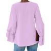 imageLYANER Womens Casual V Neck Tiered Ruffle Bell Long Sleeve Blouse Shirt Tunic TopLavender
