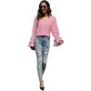 imageLYANER Womens Casual V Neck Tiered Ruffle Bell Long Sleeve Blouse Shirt Tunic TopLight Pink