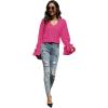 imageLYANER Womens Casual V Neck Tiered Ruffle Bell Long Sleeve Blouse Shirt Tunic TopRose