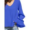 imageLYANER Womens Casual V Neck Tiered Ruffle Bell Long Sleeve Blouse Shirt Tunic TopRoyal Blue