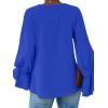 imageLYANER Womens Casual V Neck Tiered Ruffle Bell Long Sleeve Blouse Shirt Tunic TopRoyal Blue