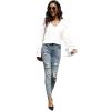 imageLYANER Womens Casual V Neck Tiered Ruffle Bell Long Sleeve Blouse Shirt Tunic TopWhite