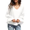 imageLYANER Womens Casual V Neck Tiered Ruffle Bell Long Sleeve Blouse Shirt Tunic TopWhite