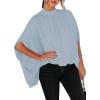 imageLYANER Womens Oversize Smock Neck Knot Back Batwing Sleeve Cape Blouse Shirt TopLight Blue