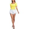 imageLYANER Womens Ruffle Peplum Smock Gingham Crop Top Square Neck Puff Short Sleeve Blouse ShirtBright Yellow