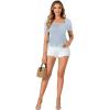 imageLYANER Womens Ruffle Peplum Smock Gingham Crop Top Square Neck Puff Short Sleeve Blouse ShirtSolid Light Blue