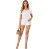 imageLYANER Womens Ruffle Peplum Smock Gingham Crop Top Square Neck Puff Short Sleeve Blouse ShirtWhite
