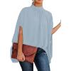 imageLYANER Womens Oversize Smock Neck Knot Back Batwing Sleeve Cape Blouse Shirt TopLight Blue
