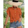 imageLYANER Womens Casual Collared Rolled Up Cap Sleeves Button Down Work Blouse Shirt TopsCaramel