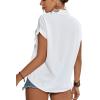 imageLYANER Womens Casual Collared Rolled Up Cap Sleeves Button Down Work Blouse Shirt TopsWhite
