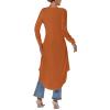 imageLYANER Womens High Low Hem Split Wrap Front Long Sleeve Tunic Long Shirt Blouse TopCaramel