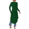 imageLYANER Womens High Low Hem Split Wrap Front Long Sleeve Tunic Long Shirt Blouse TopDark Green