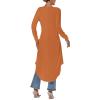 imageLYANER Womens High Low Hem Split Wrap Front Long Sleeve Tunic Long Shirt Blouse TopDark Orange
