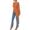 imageLYANER Womens High Low Hem Split Wrap Front Long Sleeve Tunic Long Shirt Blouse TopDark Orange