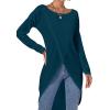 imageLYANER Womens High Low Hem Split Wrap Front Long Sleeve Tunic Long Shirt Blouse TopLake Blue