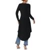 imageLYANER Womens High Low Hem Split Wrap Front Long Sleeve Tunic Long Shirt Blouse TopPlain Black