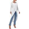 imageLYANER Womens High Low Hem Split Wrap Front Long Sleeve Tunic Long Shirt Blouse TopPlain White