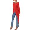 imageLYANER Womens High Low Hem Split Wrap Front Long Sleeve Tunic Long Shirt Blouse TopRed